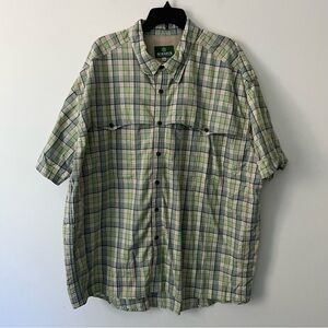 Schnees Bozeman Montana Green Plaid Vented Short Sleeve Button Up Shirt 3XL